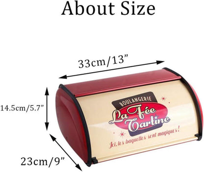 Vintage Brotkasten 33cm Roll-Top Schutzverkleidung Brot Brötchen Kekse