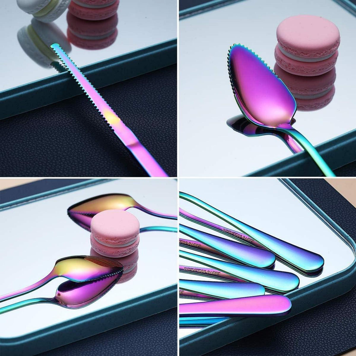 Regenbogen Grapefruit Löffel Set | 5-teilig Edelstahl & Messer