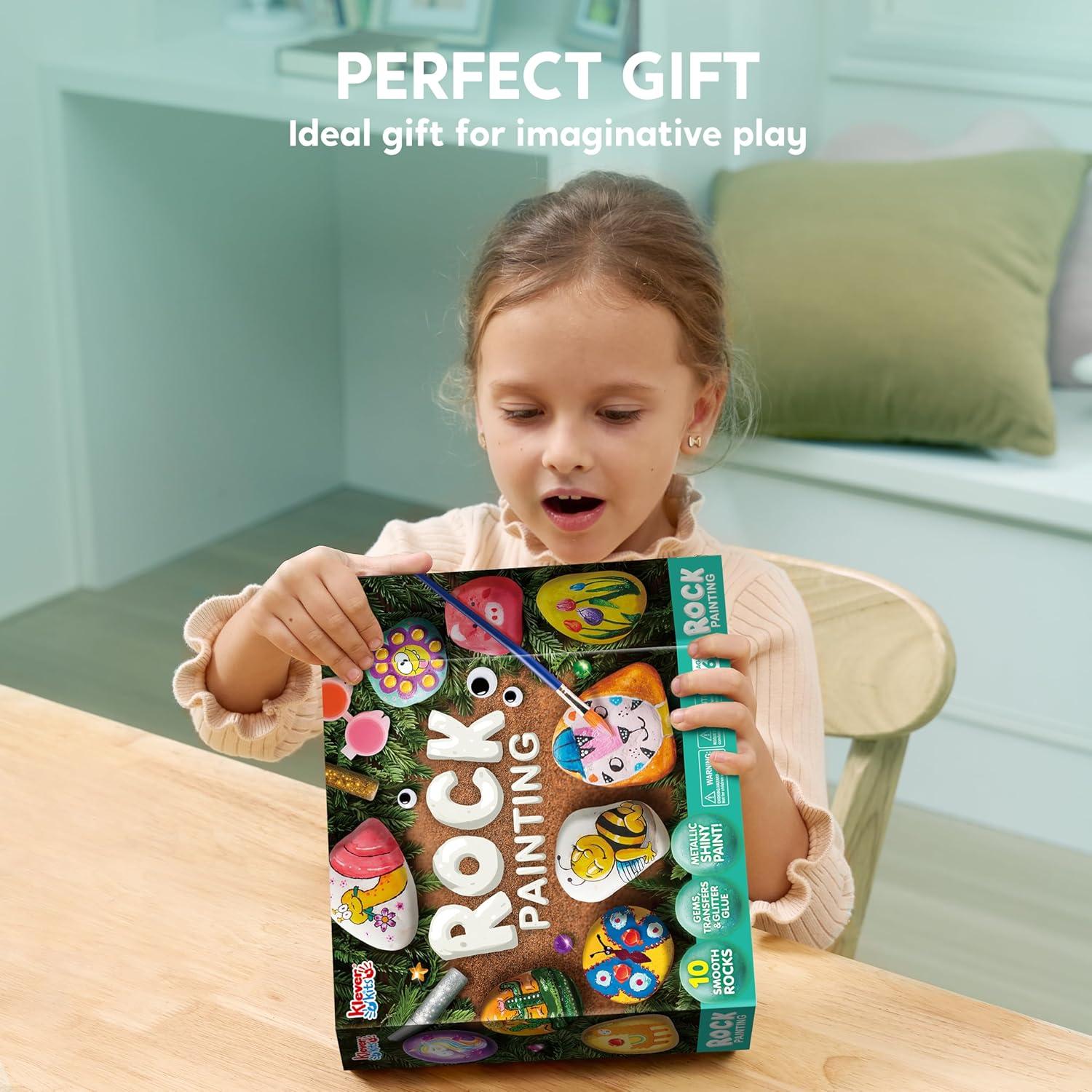 12 Stück Kinder Set Steine Bemalen Bastelset Geschenk Mädchen 6-12