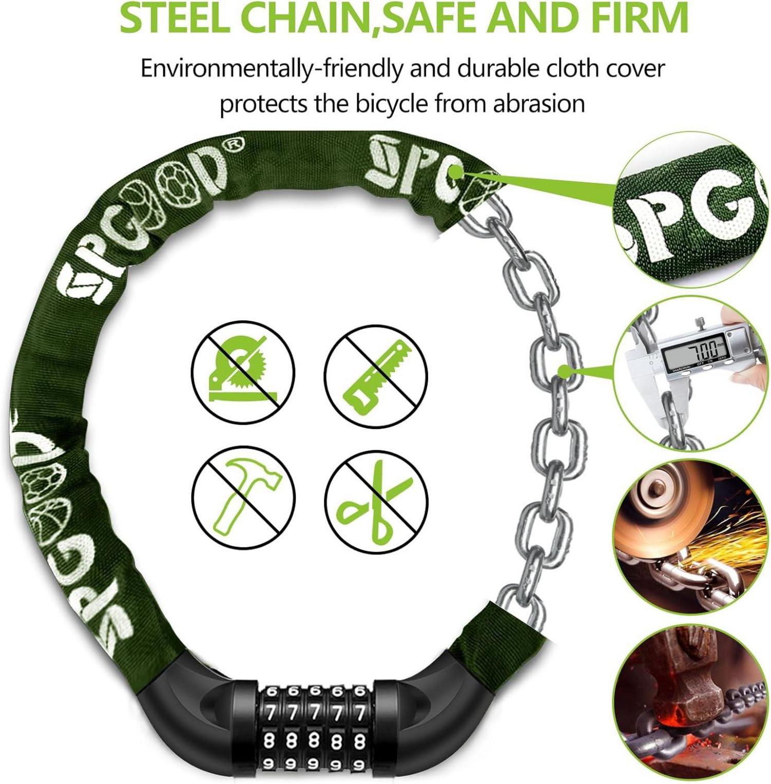 Fahrrad KettenSchloss Zahlen Code Schloss hohe Sicherheit Stahlkette