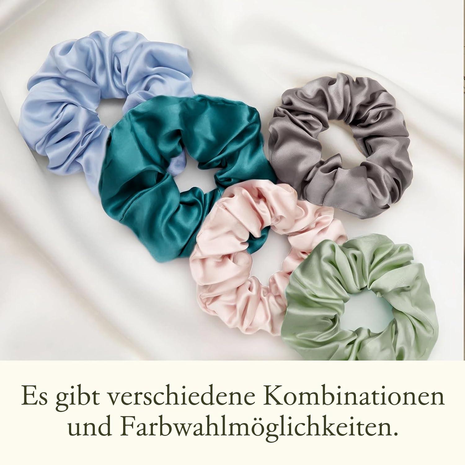 LILYSILK 100% Seide Haarringe Pferdeschwanzhalter Damen Haarband Set Schwarz