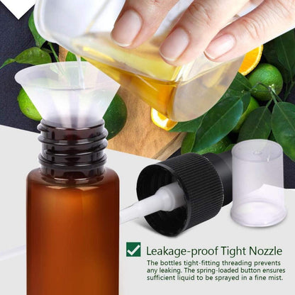 Braune 30ml Pump Sprühflasche Set mit Trichter - 10