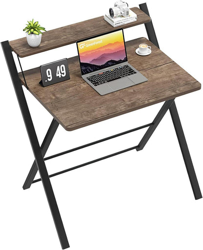 Klappbarer Schreibtisch mit Regal für kleine Räume, Dunkelbraun