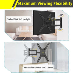 Alphamount TV Wandhalterung Schwenkbar Neigbar 26-60 Zoll bis 35KG VESA 400x400mm