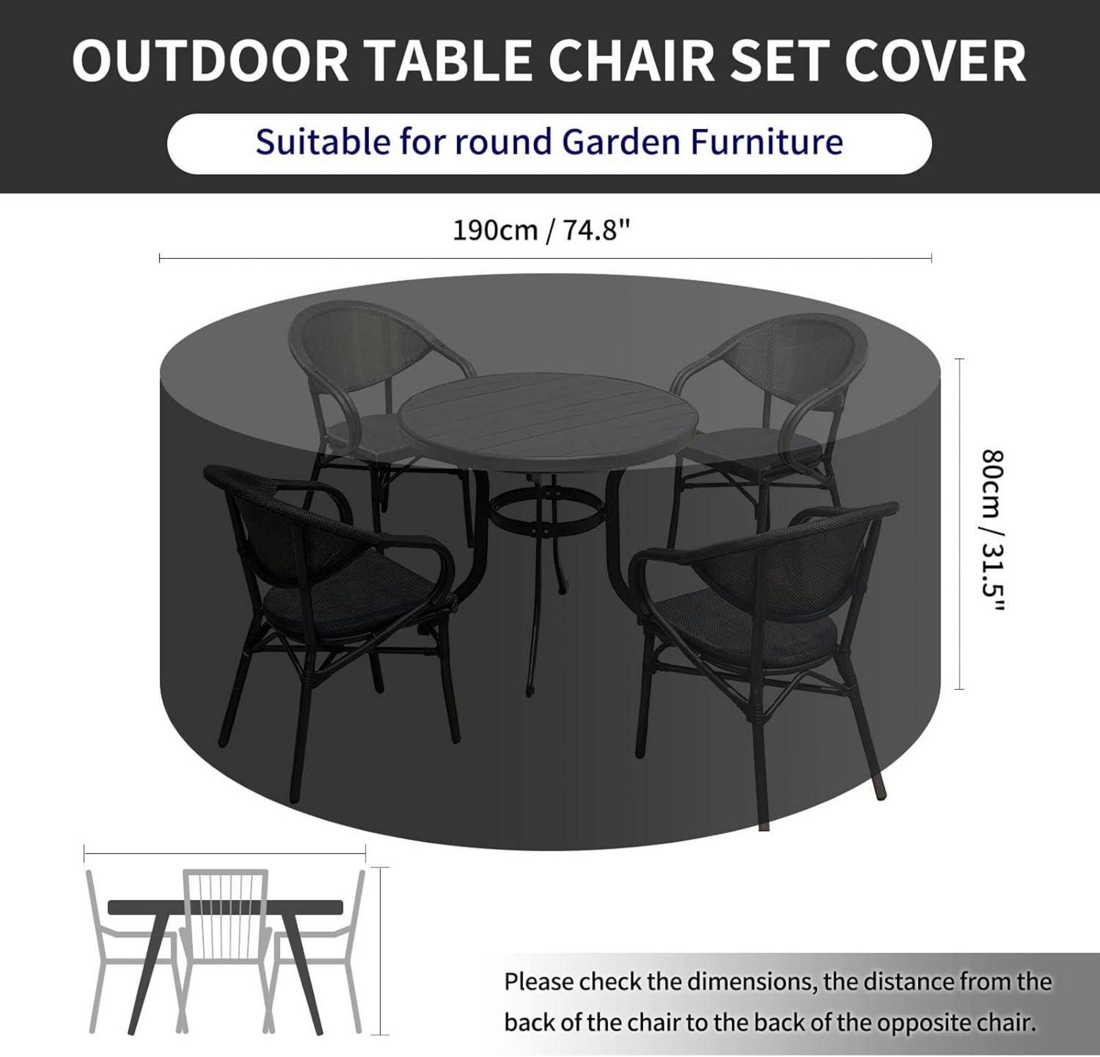 PATIO PLUS Gartentisch Abdeckung rund 190x80cm schwarz