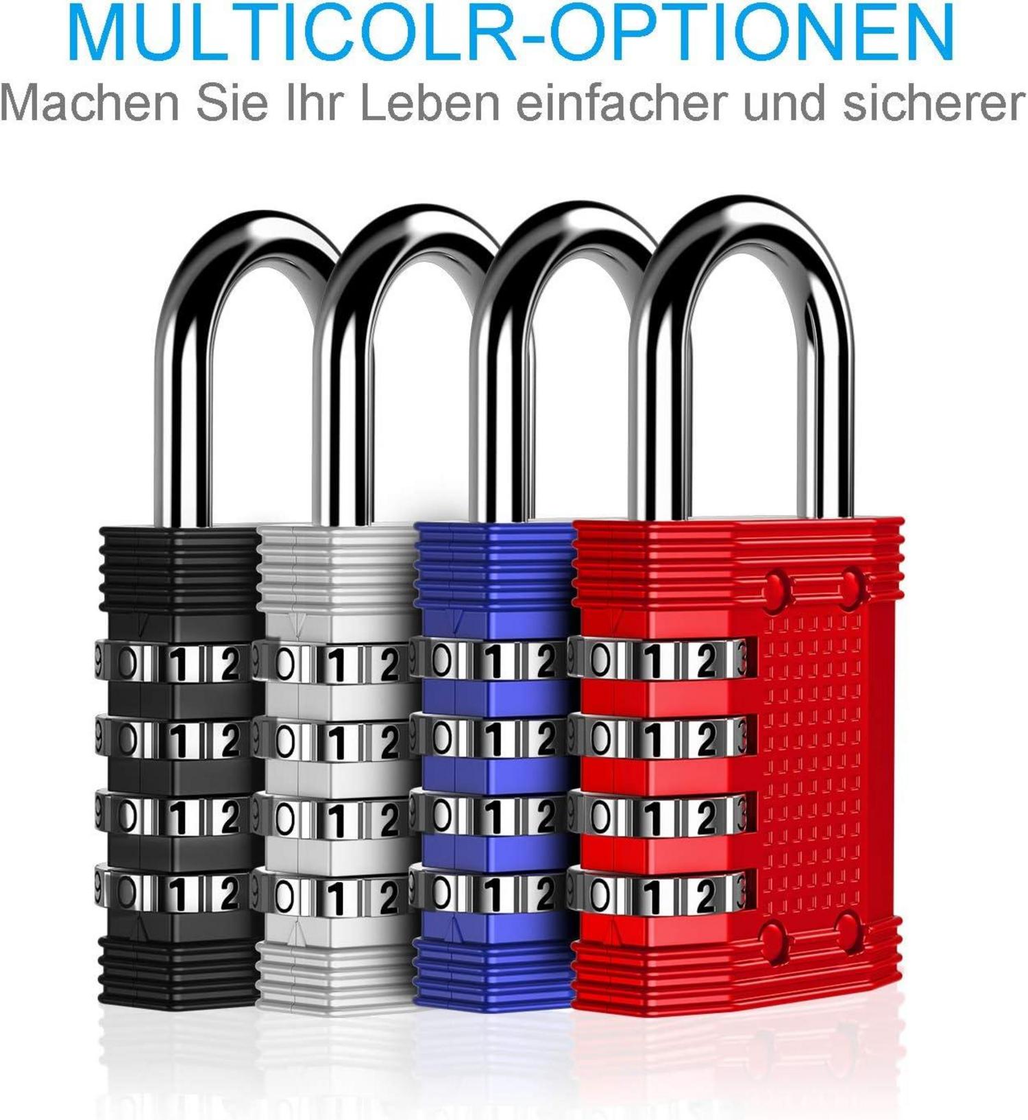 Zahlenschloss 4 stellig für Fitnessstudio Spind Schrank Schwarz