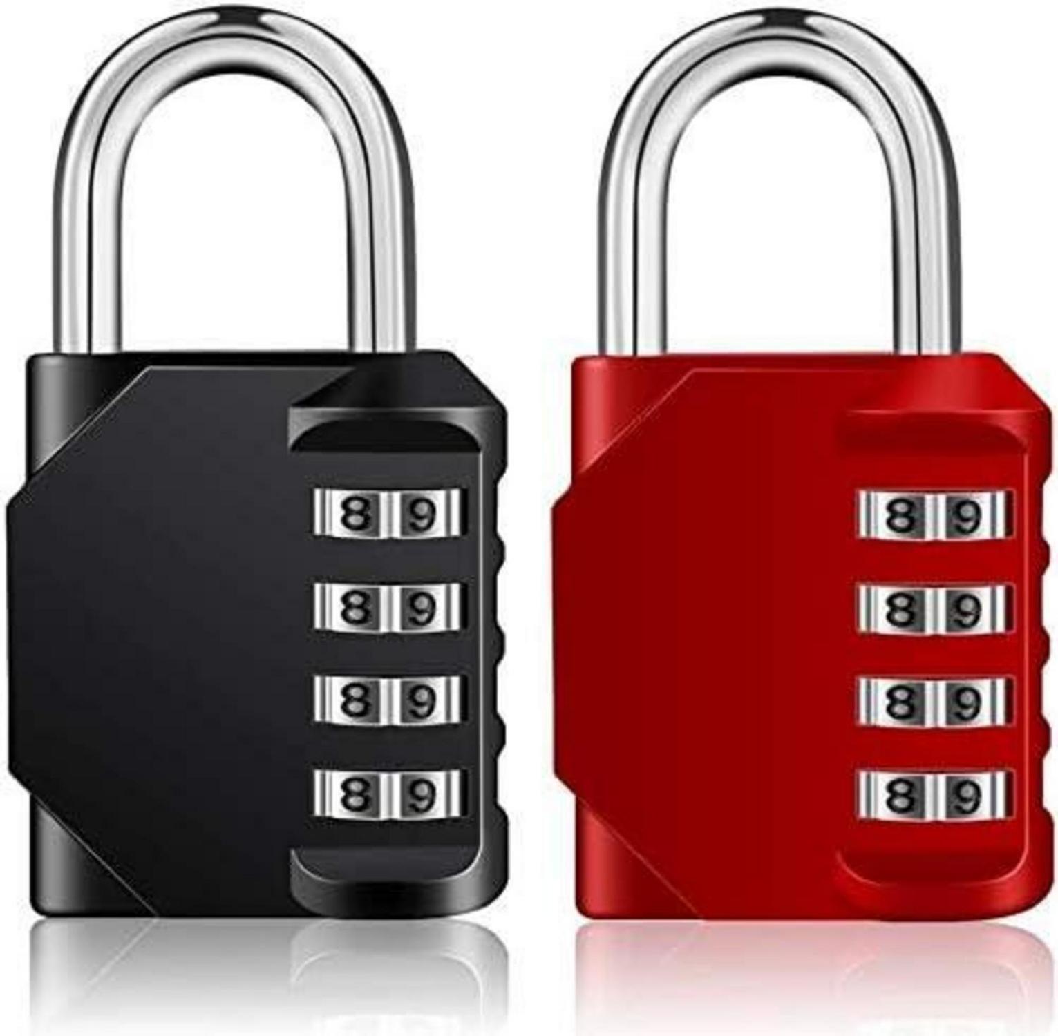 Vorhängeschloss Zahlenschloss 4 Stellig Wetterfest Schwarz Rot 2