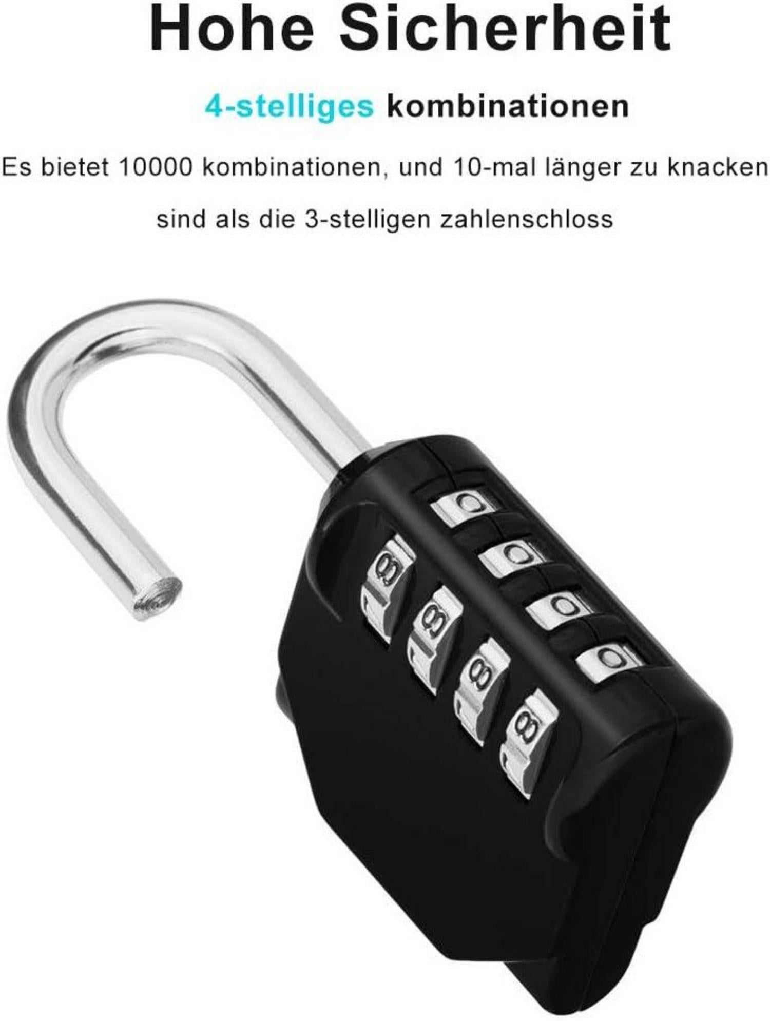 Zahlenschloss Vorhängeschloss 4 Stellig Wetterfest für