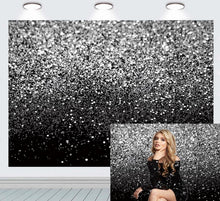 Polyester Fotografie Hintergrund Glitzer Schwarz Silber 210x150cm