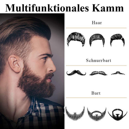 AhfuLife Faltbarer Metallkamm und Bartkamm - Multifunktionaler Taschenkamm - Antistatischer Pflegekamm - Edelstahl in Geschenkbox