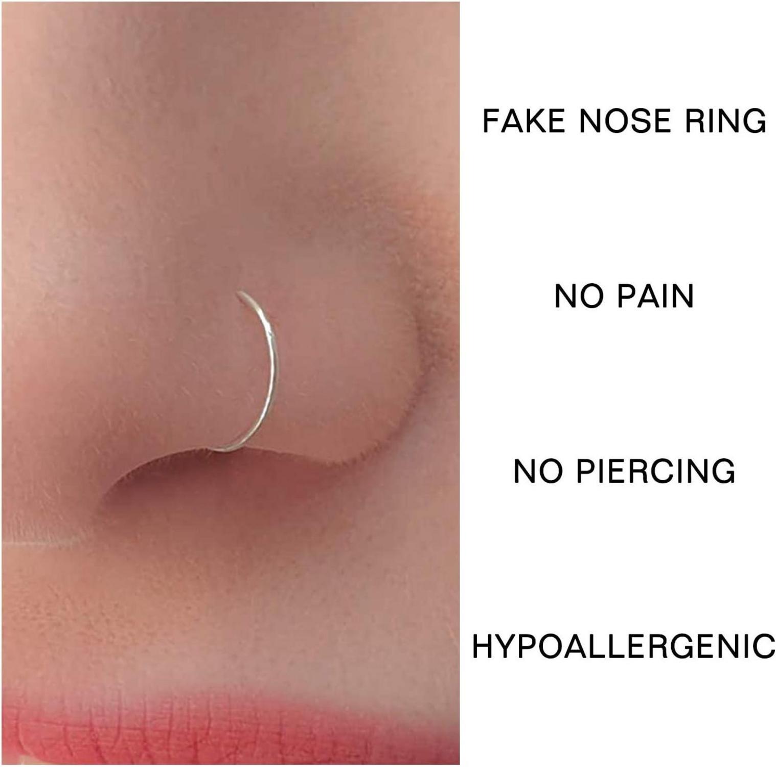 12er Nasenpiercing Nasenringe 18G/20G 6/8/10mm Chirurgenstahl Fake