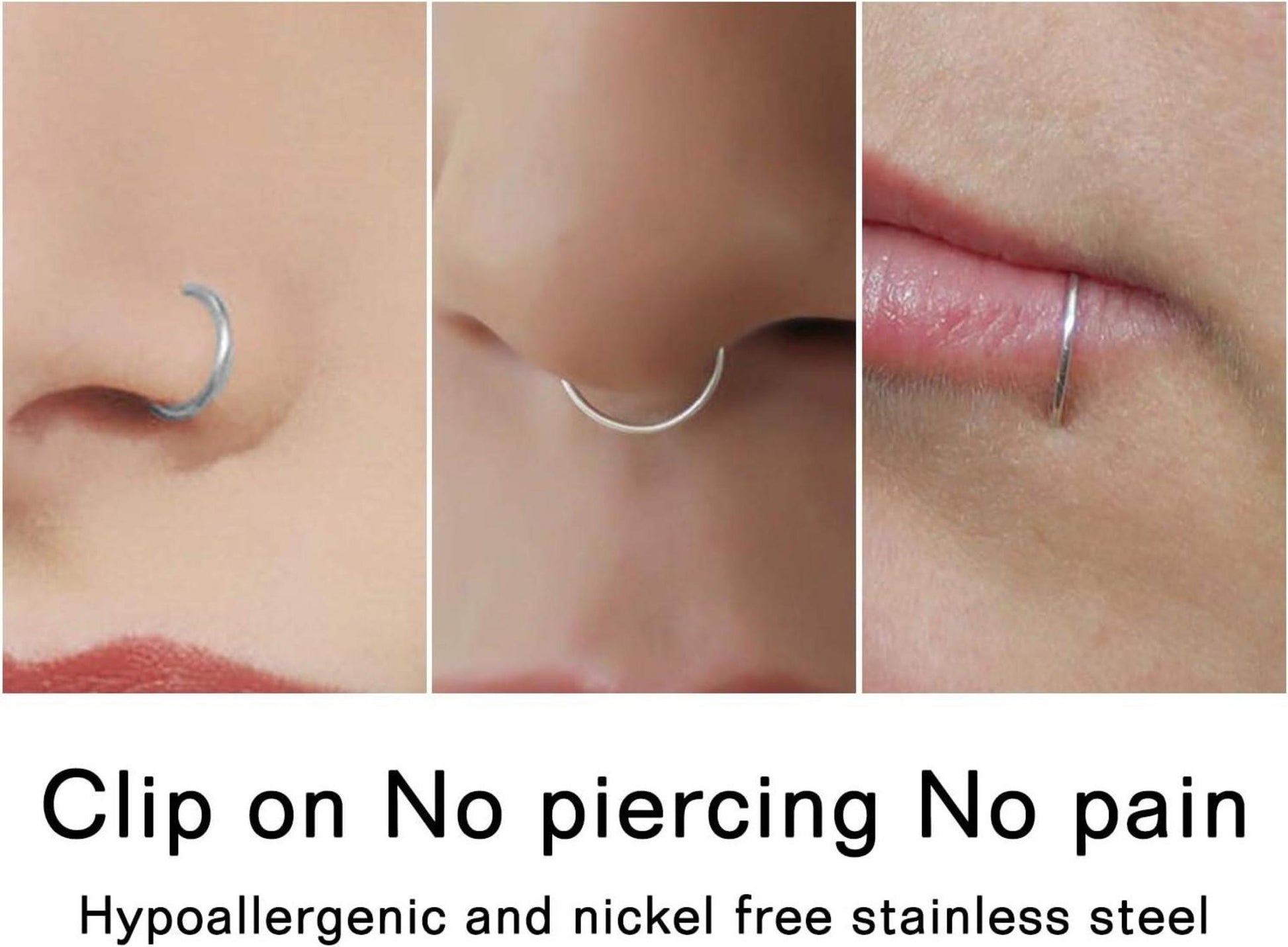 12er Nasenringe 20G 8mm Chirurgenstahl Fake Nasenring Silber Gold Schwarz