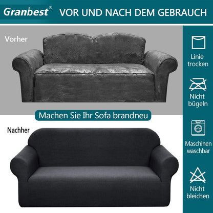 Stretch Sofabezug 3-Sitzer Schwarz – Wasserdicht & Elastisch