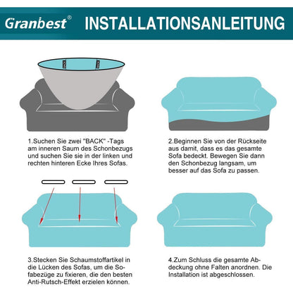 Stretch Sofabezug 3-Sitzer Schwarz – Wasserdicht & Elastisch