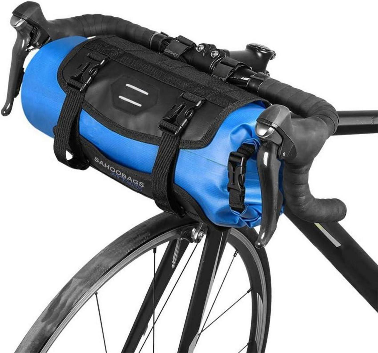 Wasserdichte Fahrrad Lenkertasche mit Rollverschluss 3L-7L Blue
