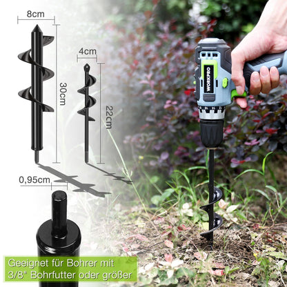 Gartenbohrer Erdbohrer Set 8x30cm 4x22cm WORKPRO