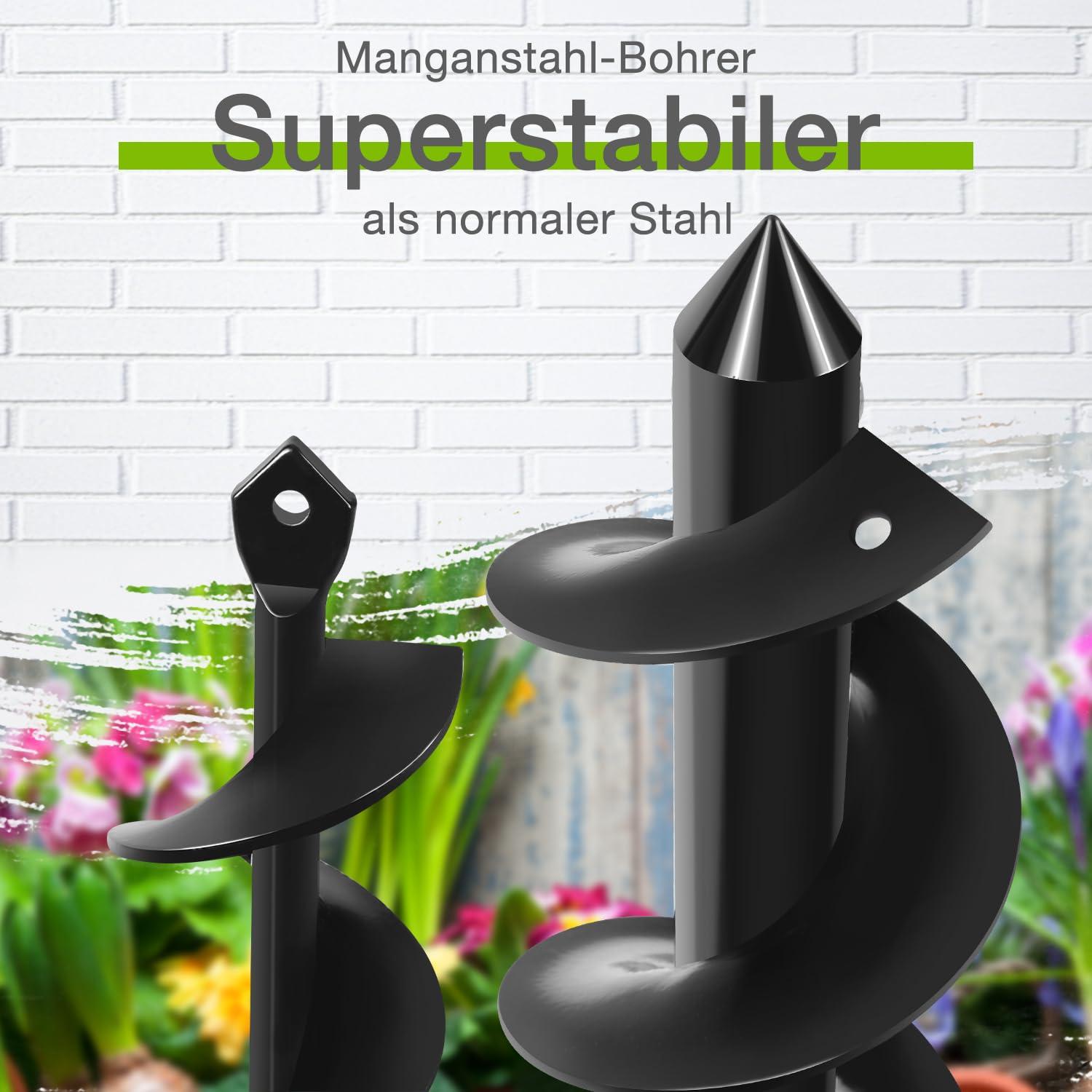 WORKPRO Gartenbohrer Erdbohrer Set - Schnecken Spiralbohrer für Bohrmaschine - 8 x 30 cm & 4 x 22 cm - 2-teilig