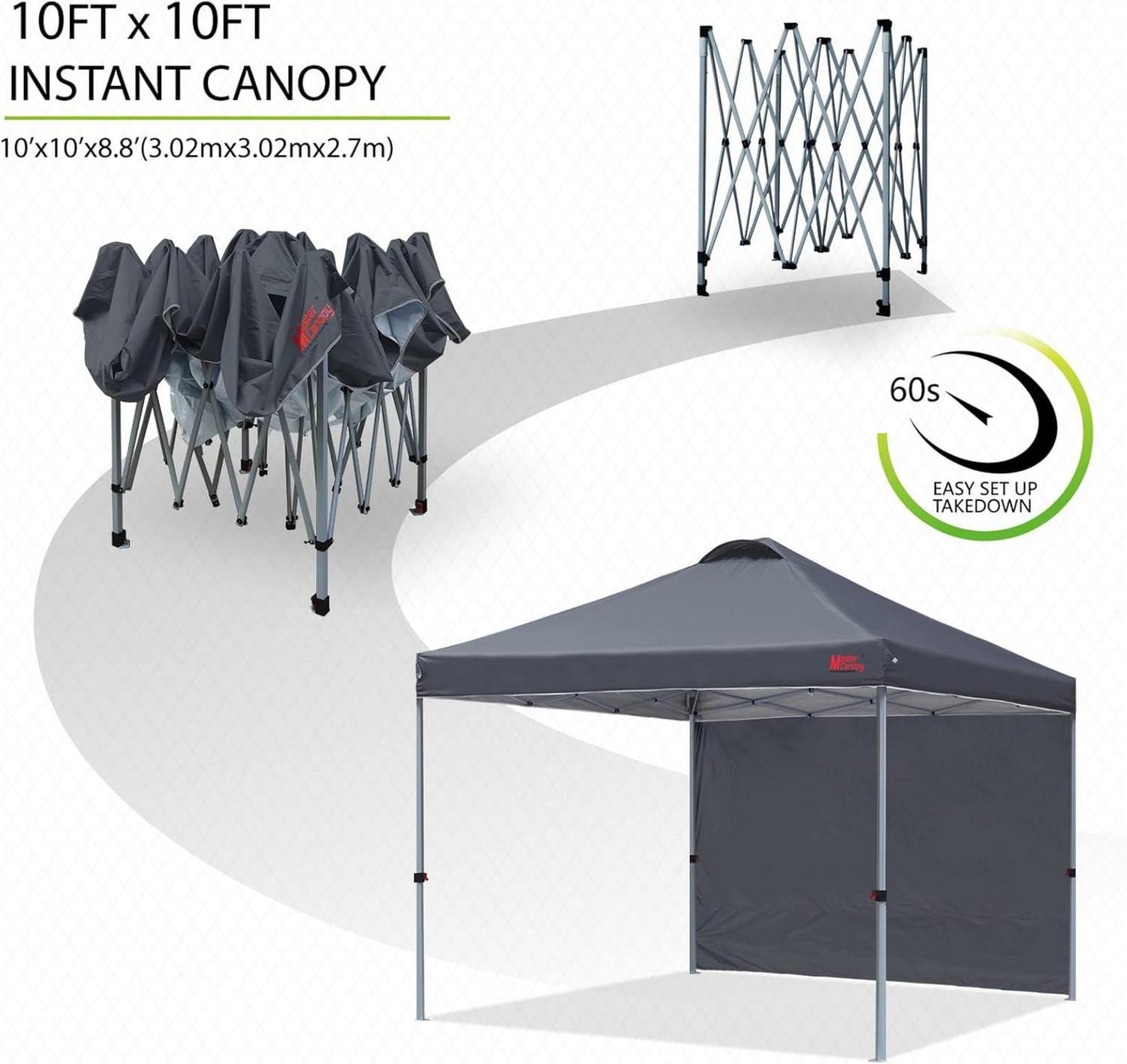 3x3m Pop-up Pavillon mit Seitenwand Dunkelgrau - MasterCanopy