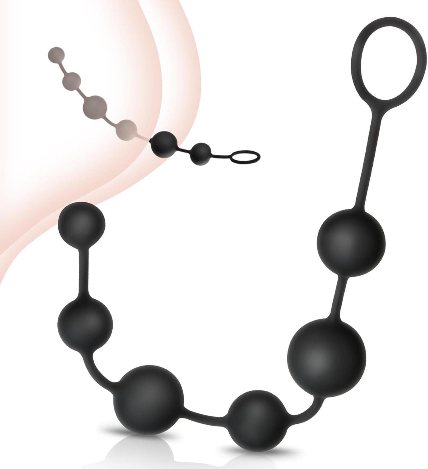Silikon Analkugeln Analplugs Anal Kette mit Sechs Kugeln Schwarz