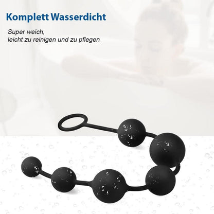 Silikon Analkugeln Analplugs Anal Kette mit Sechs Kugeln Schwarz