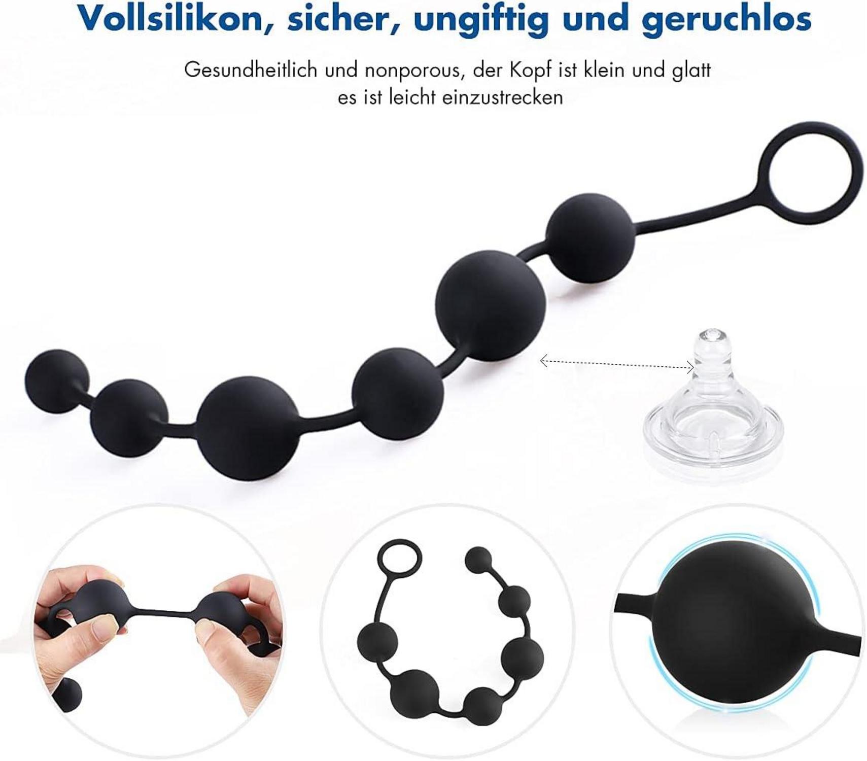 Proxoxo Silikon Analkugeln Analplugs Anal Kette 6 Kugeln Verschiedene Größe Sexspielzeug Schwarz
