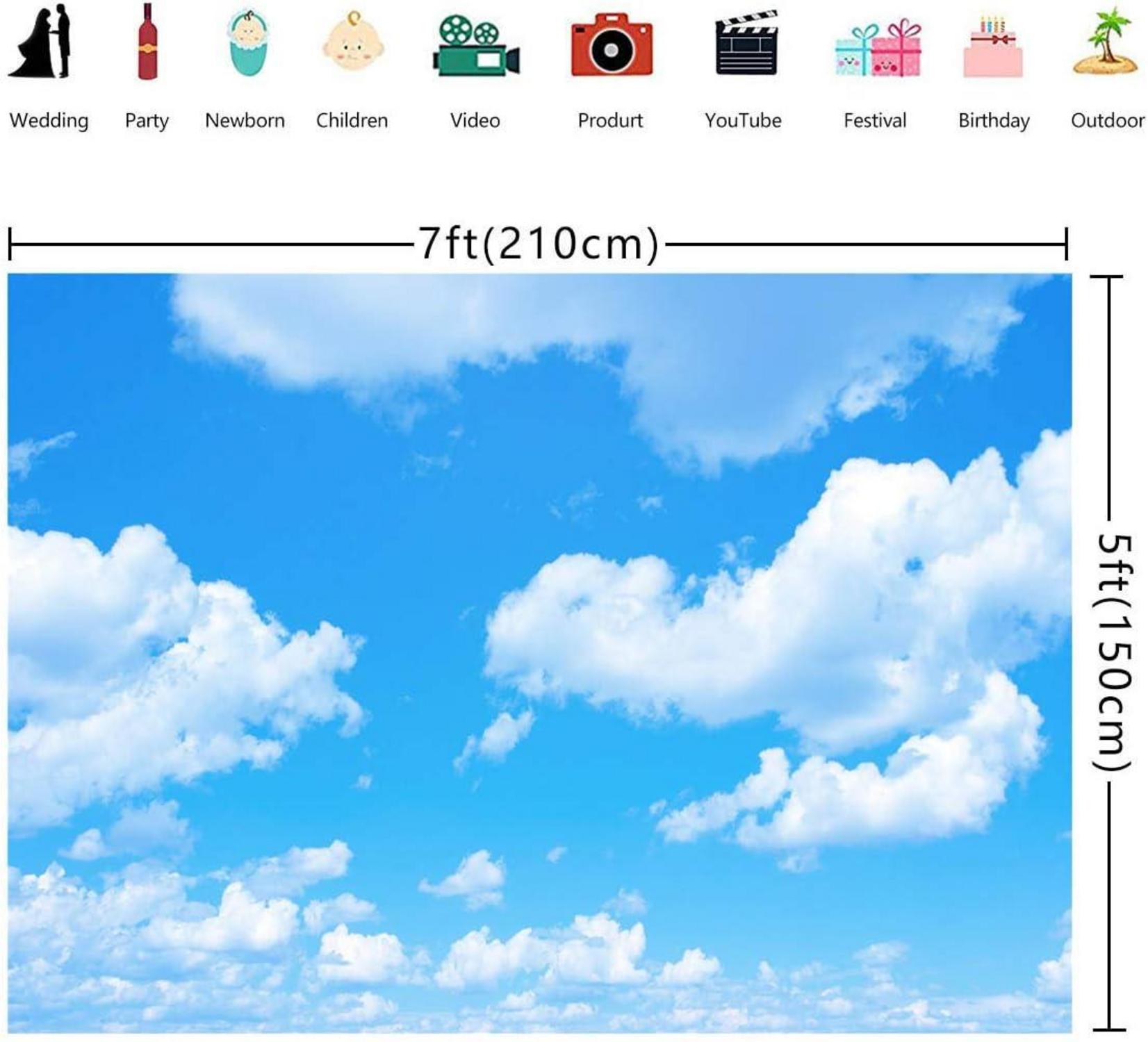 Fotohintergrund blauer Himmel weiße Wolken Sonnenschein 2,1 x 1,5 m