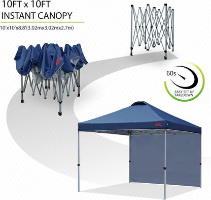 Pop-up Pavillon 3x3m mit Seitenwand marineblau & Zubehör