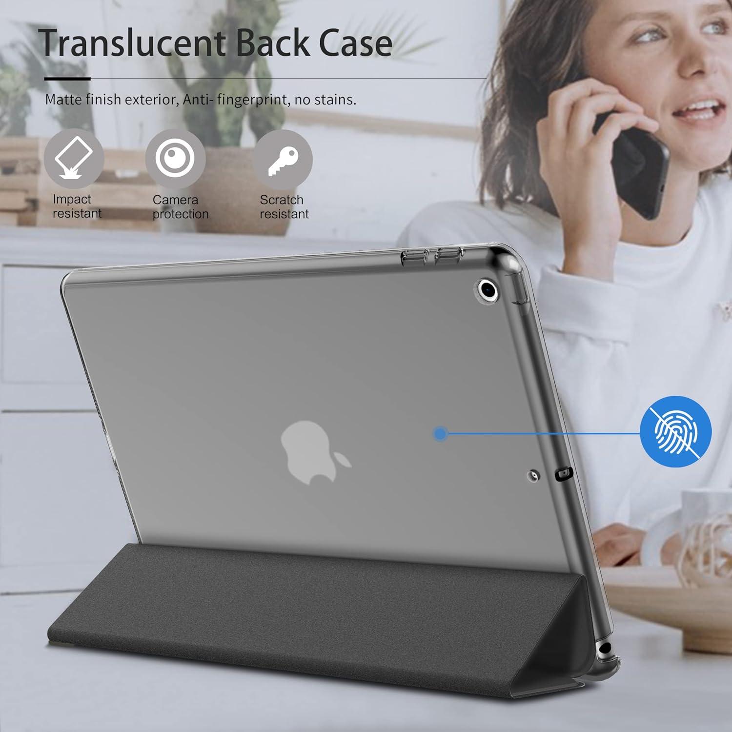 EasyAcc iPad Case 10.2 Zoll 2021 2020 2019 Schwarz Ultra DünnTransparenter Rückseite