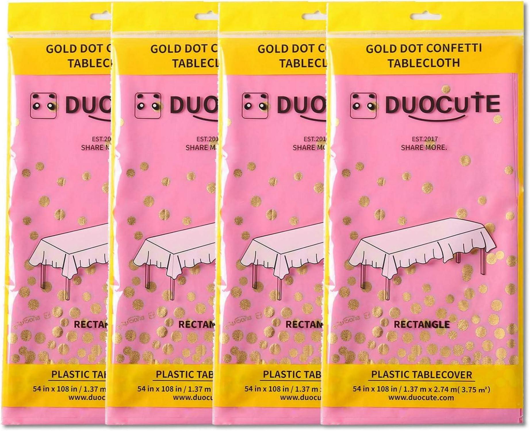 Duocute 4er Set Rosa Gold Party Tischdecke Rechteck 137x274cm