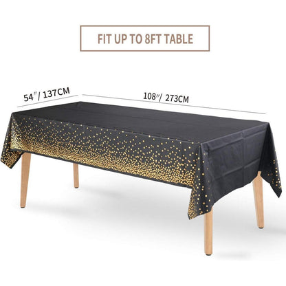 Schwarz Gold Party Tischdecke Rechteck Tisch 137cm x 274cm