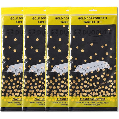 Schwarz Gold Party Tischdecke Rechteck Tisch 137cm x 274cm