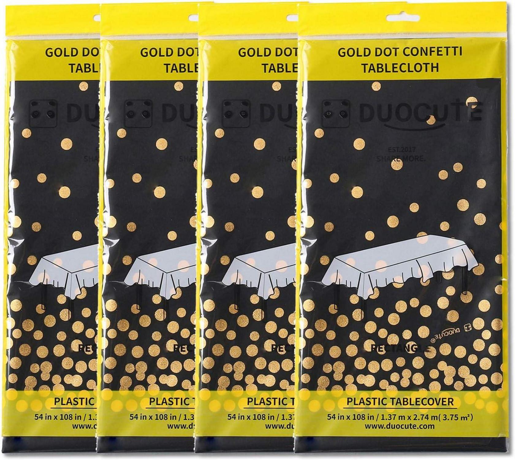 4er Set Schwarz Gold Tischdecke Rechteck Tisch 137x274cm Party Geburtstag