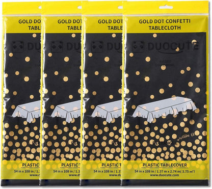 4er Set Schwarz Gold Tischdecke Rechteck Tisch 137x274cm Party Geburtstag