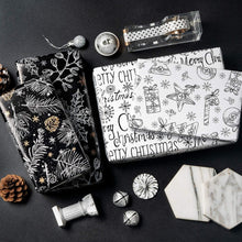 Weihnachts-Geschenkpapier Schwarz-Weiß-Gold 4 Rollen 76cm x