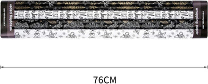 Weihnachtsgeschenkpapier Schwarz-Weiß Design 4 Rollen 76x305cm