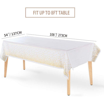 4er Pack Weiß Gold Party Tischdecke 137x274 cm Rechteck