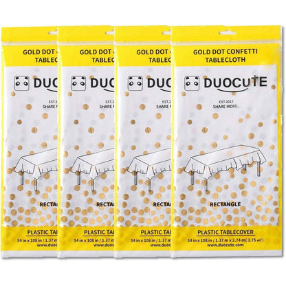 4er Pack Weiß Gold Party Tischdecke 137x274 cm Rechteck