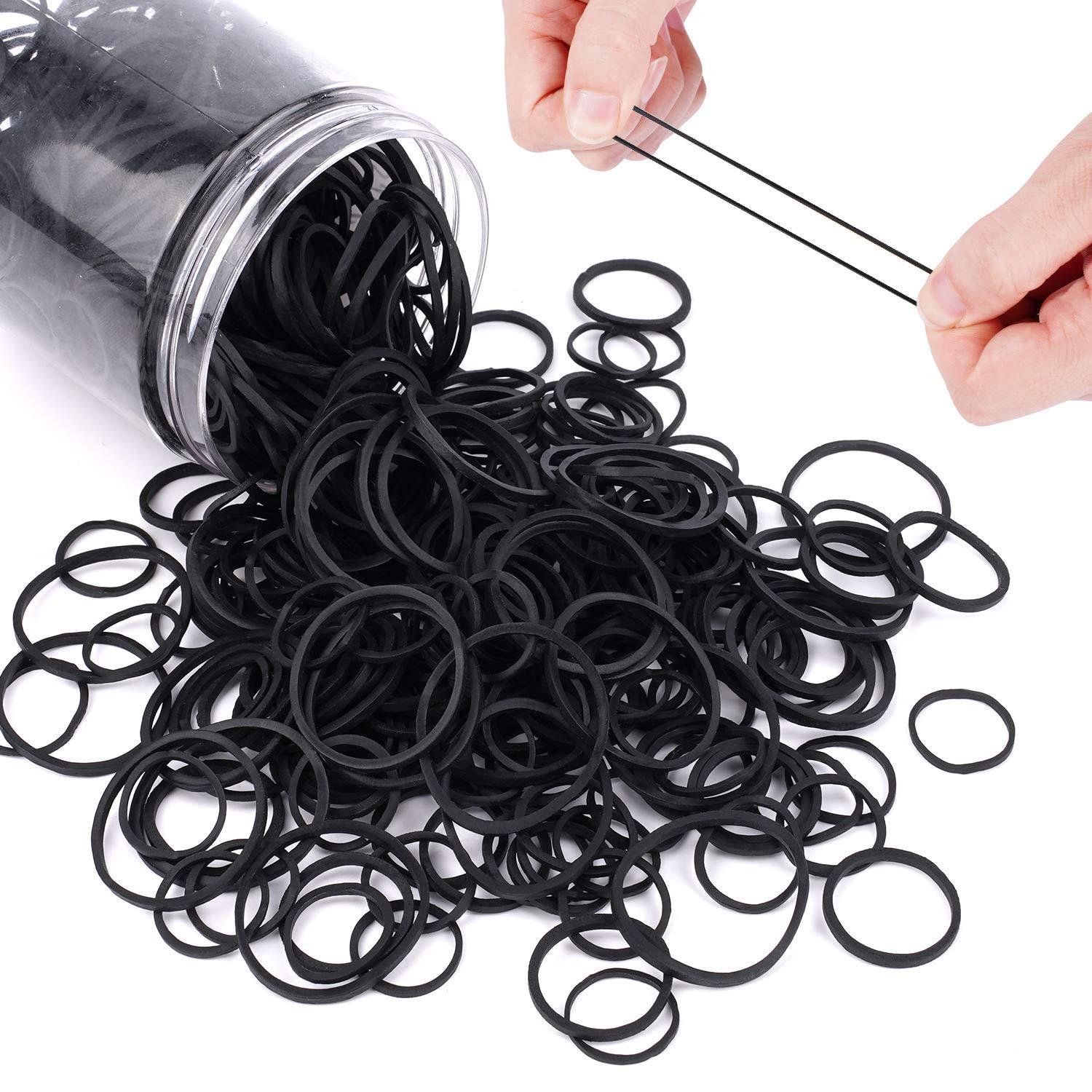 600 Stück Schwarze Elastische Haargummis Gemischte Größe Kein Schaden
