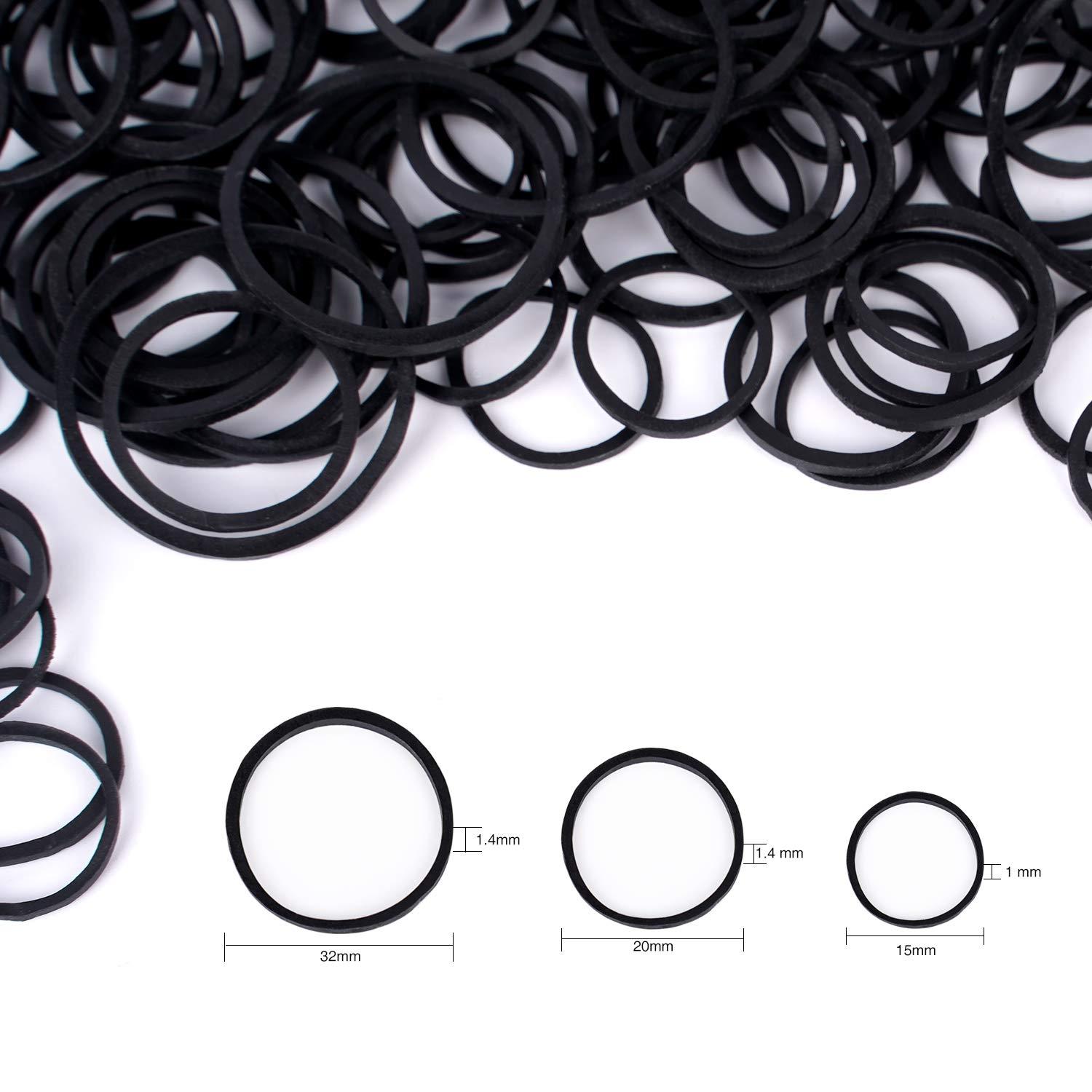 Schwarze Elastische Haarbänder 600pcs Gemischte Größe für Mädchen & Büro