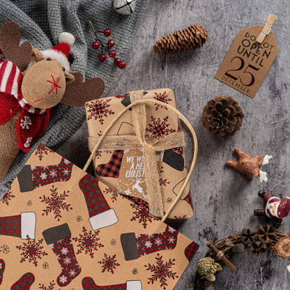 Weihnachtsgeschenkpapier Kraftpapier Rote Grüne Plaids