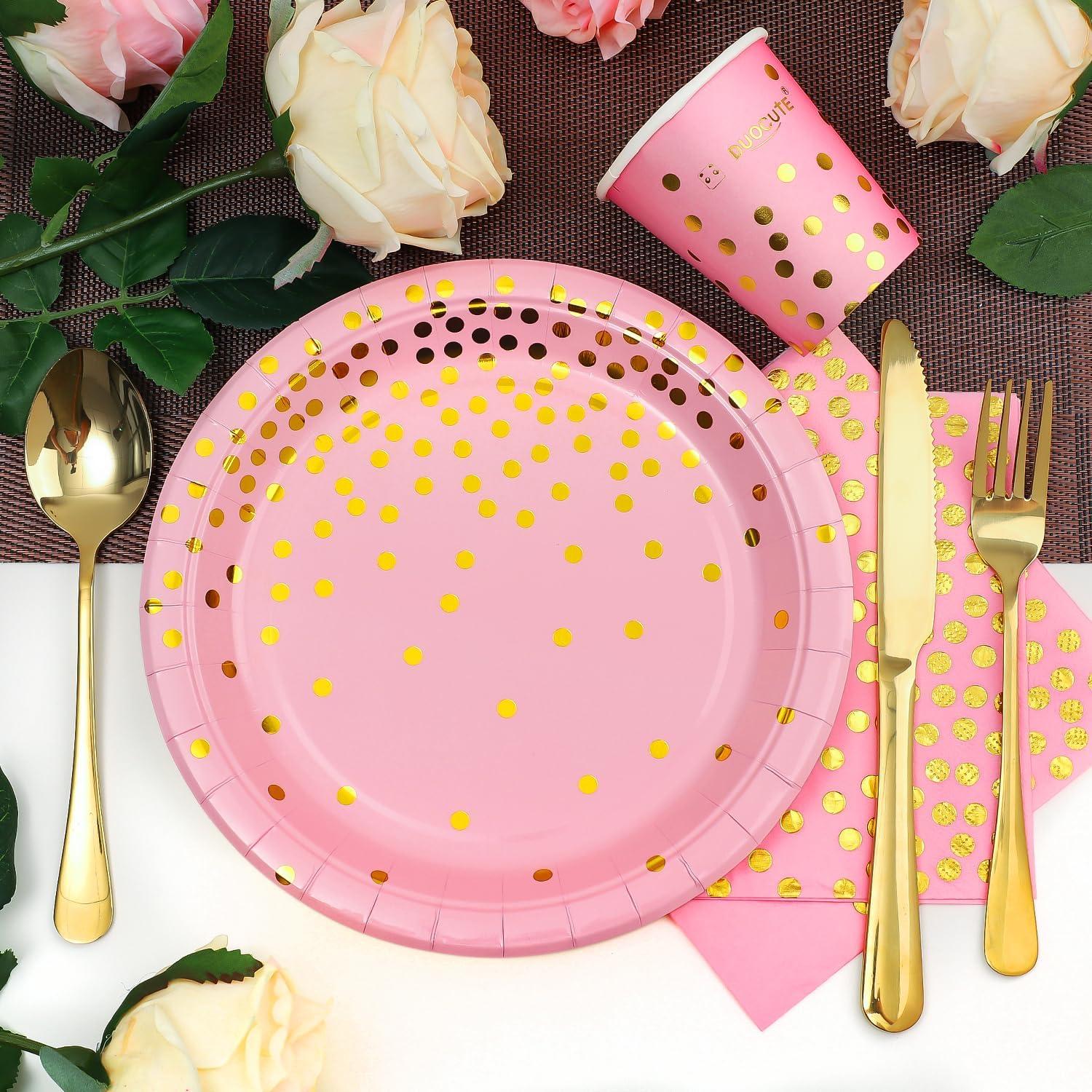 Rosa Gold Partygeschirr Set 99-teilig Bachelorette