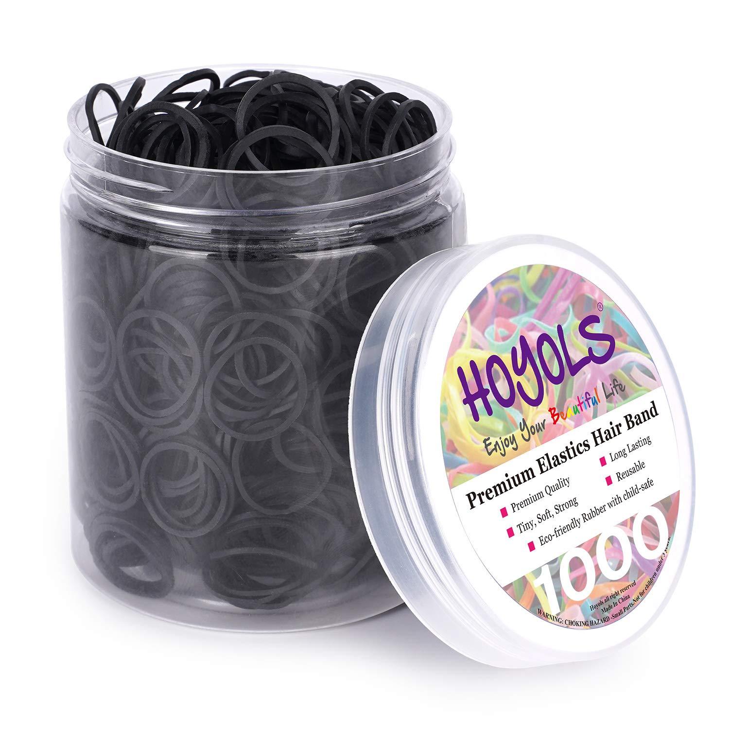 Mini schwarze Gummibänder für Haarbänder 1000 Stk. Latex-frei