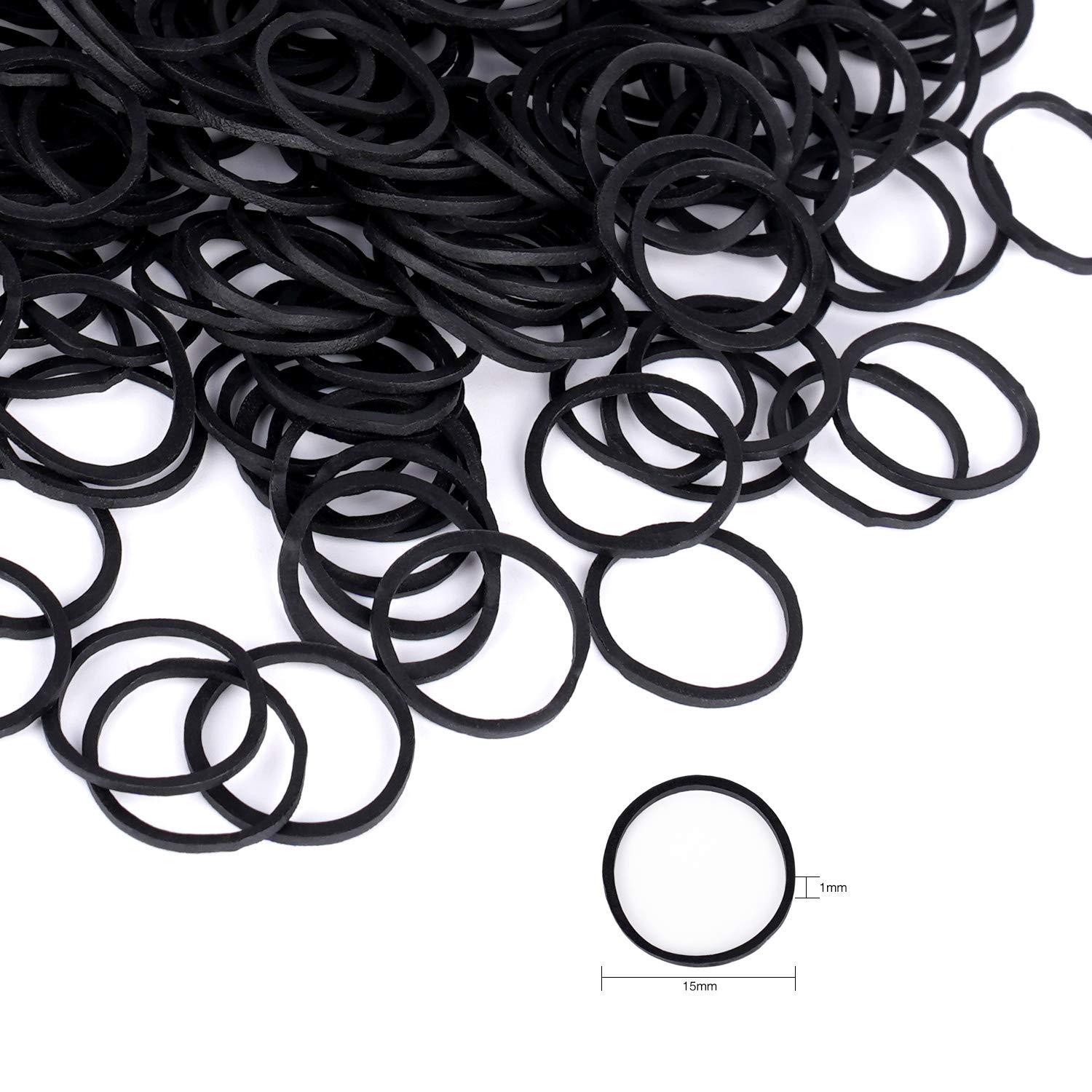 Mini schwarze Gummibänder für Haarbänder 1000 Stk. Latex-frei