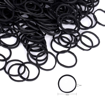 Mini schwarze Gummibänder für Haarbänder 1000 Stk. Latex-frei