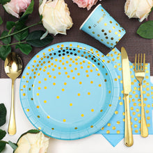Blau Gold Partygeschirr Set 99 Stück Pappteller Servietten