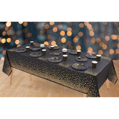 Party Deko Partygeschirr Schwarz Gold 99 Stück Teller Set