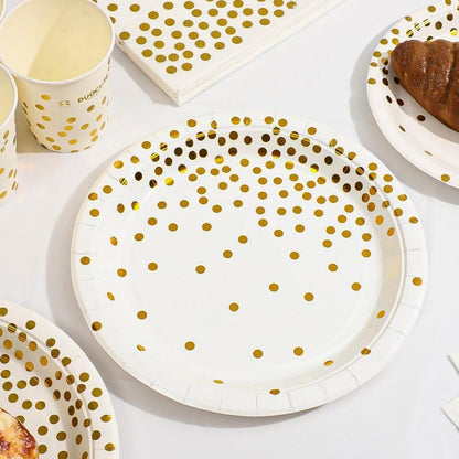 Weiß und Gold Partygeschirr Set