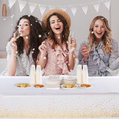 Weiß und Gold Partygeschirr Set