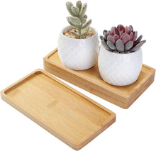 Bambus-Tablett rechteckig Untersetzer Blumentopfhalter Serviertablett