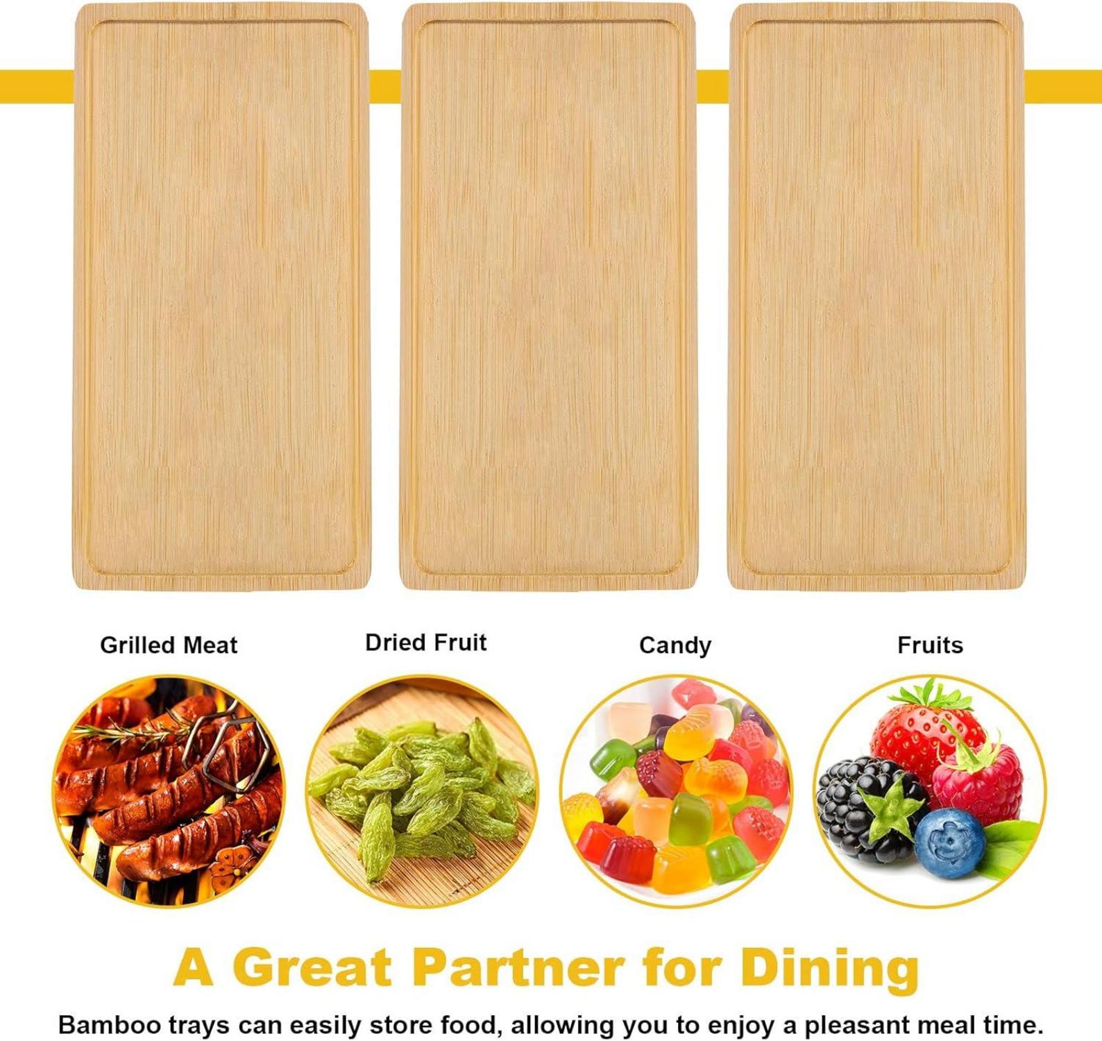 Bambus-Tablett rechteckige Untersetzer Blumentopfhalter Holz-Serviertablett